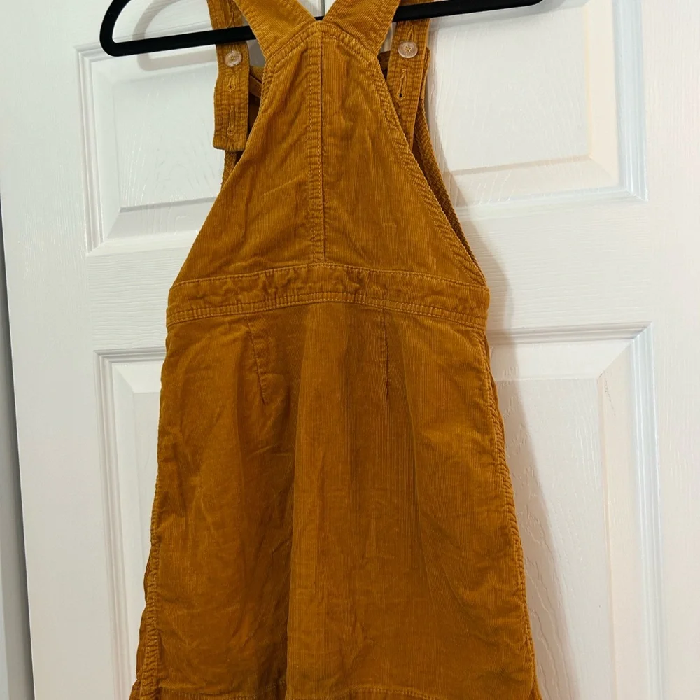 Old Navy Girls Mustard Corduroy Overall Dress Size L 10 Button Front
